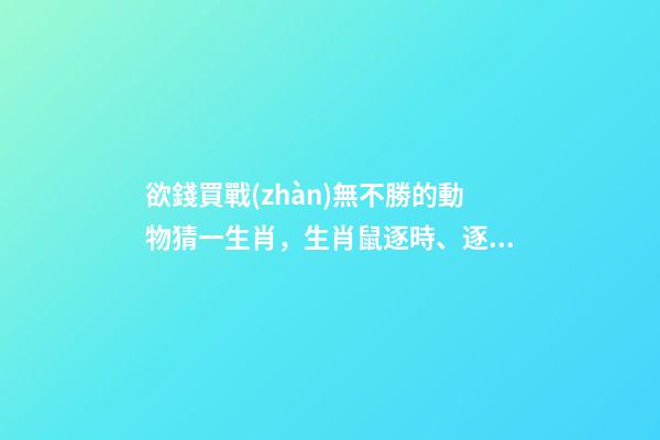 欲錢買戰(zhàn)無不勝的動物猜一生肖，生肖鼠逐時、逐日、逐年運(yùn)勢