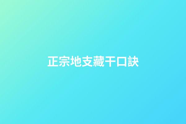 正宗地支藏干口訣