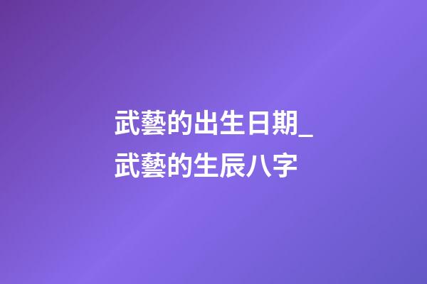武藝的出生日期_武藝的生辰八字