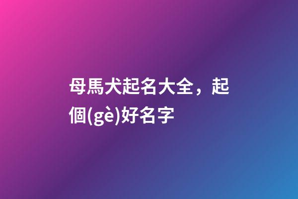 母馬犬起名大全，起個(gè)好名字-第1張-觀點(diǎn)-玄機(jī)派