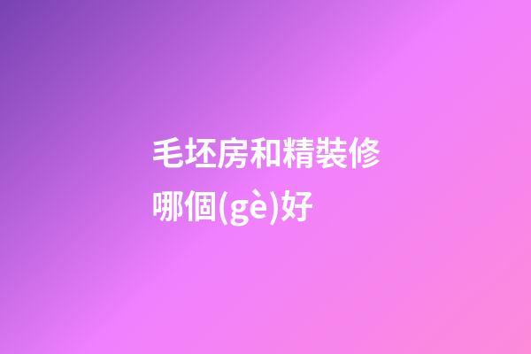 毛坯房和精裝修哪個(gè)好