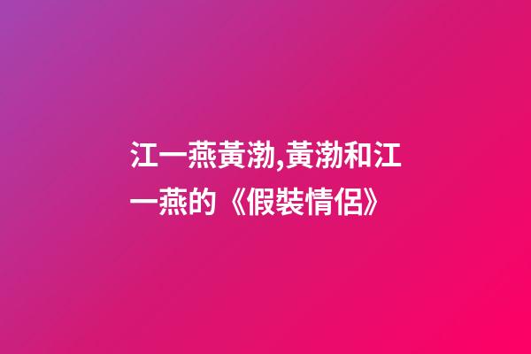 江一燕黃渤,黃渤和江一燕的《假裝情侶》-第1張-觀點-玄機派