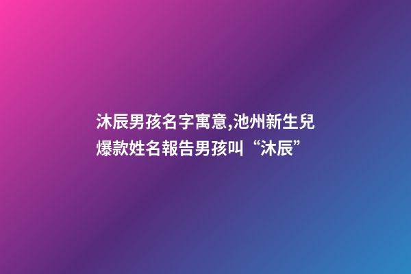 沐辰男孩名字寓意,池州新生兒爆款姓名報告男孩叫“沐辰”-第1張-觀點-玄機派