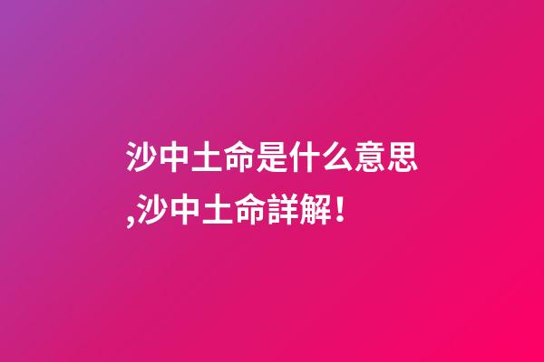 沙中土命是什么意思,沙中土命詳解！