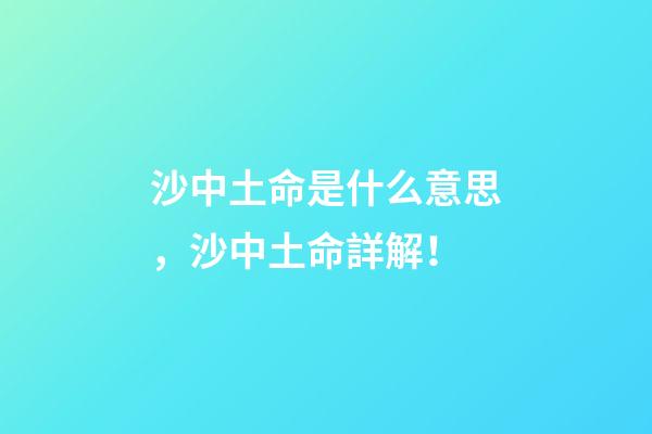 沙中土命是什么意思，沙中土命詳解！