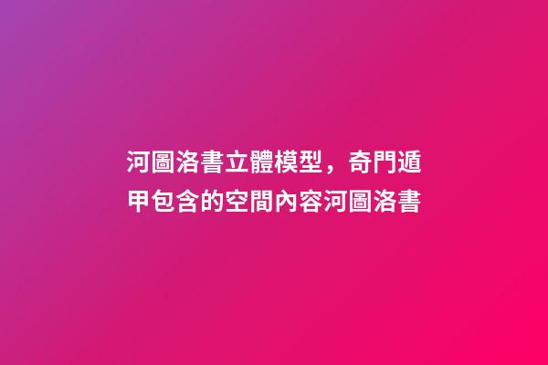 河圖洛書立體模型，奇門遁甲包含的空間內容(二)河圖洛書