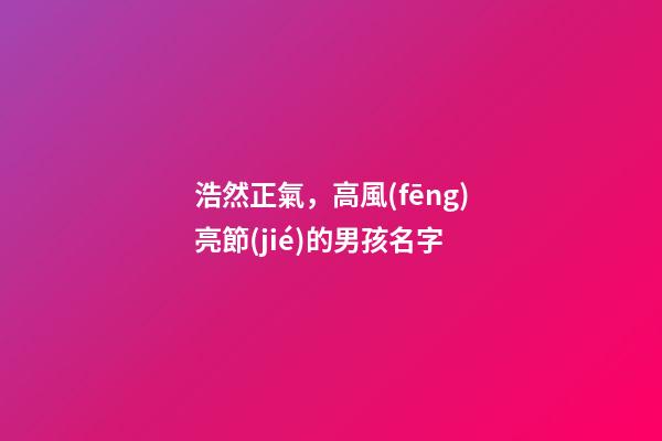 浩然正氣，高風(fēng)亮節(jié)的男孩名字