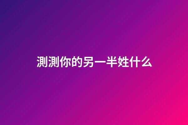 測測你的另一半姓什么
