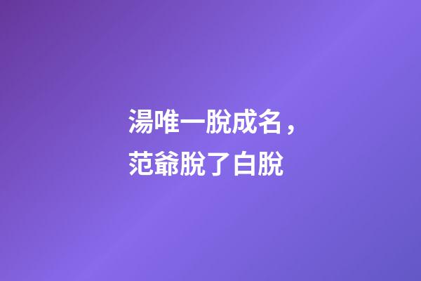 湯唯一脫成名，范爺脫了白脫