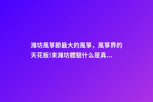 濰坊風箏節最大的風箏，風箏界的天花板!來濰坊體驗什么是真正的放風箏-第1張-觀點-玄機派