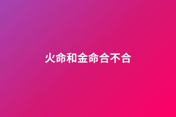 火命和金命合不合