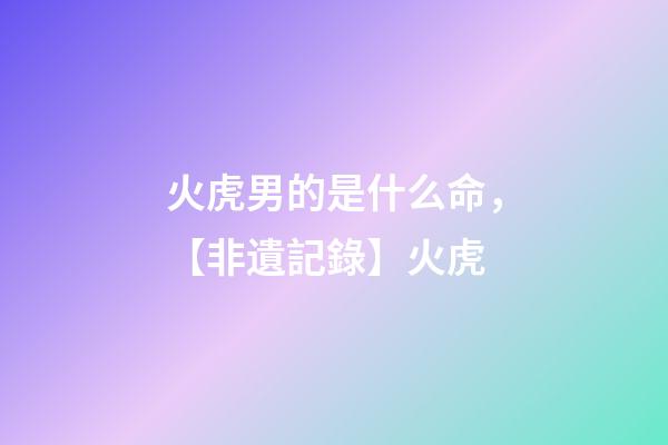 火虎男的是什么命，【非遺記錄】火虎-第1張-觀點-玄機派