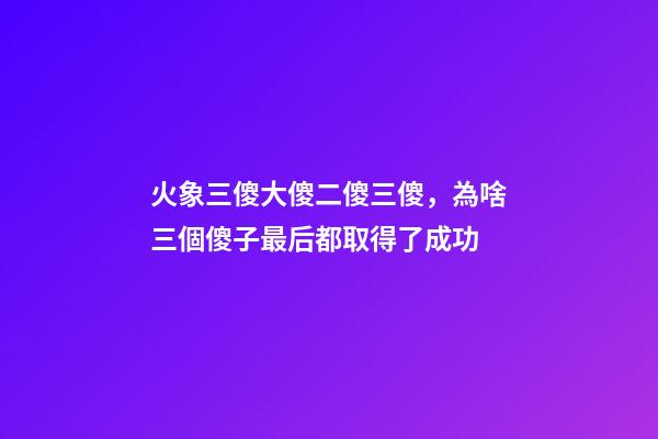 火象三傻大傻二傻三傻，為啥三個傻子最后都取得了成功-第1張-觀點-玄機派