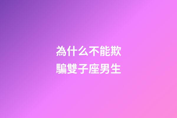 為什么不能欺騙雙子座男生-第1張-星座運勢-玄機派