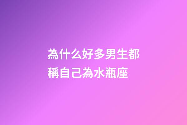 為什么好多男生都稱自己為水瓶座-第1張-星座運勢-玄機派