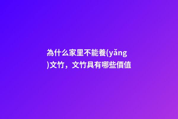 為什么家里不能養(yǎng)文竹，文竹具有哪些價值
