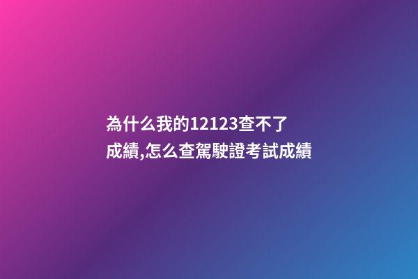 為什么我的12123查不了成績,怎么查駕駛證考試成績-第1張-觀點-玄機派