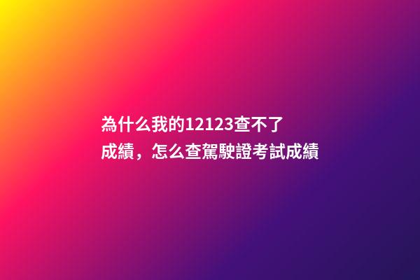 為什么我的12123查不了成績，怎么查駕駛證考試成績-第1張-觀點-玄機派