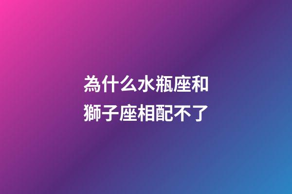 為什么水瓶座和獅子座相配不了-第1張-星座運勢-玄機派
