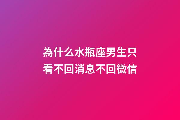 為什么水瓶座男生只看不回消息不回微信-第1張-星座運勢-玄機派