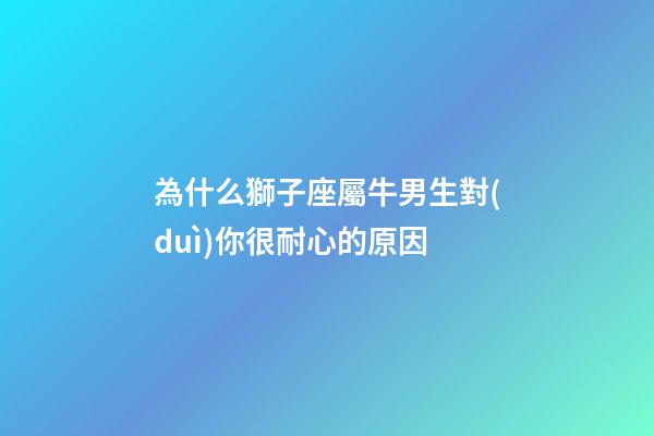 為什么獅子座屬牛男生對(duì)你很耐心的原因-第1張-星座運(yùn)勢(shì)-玄機(jī)派