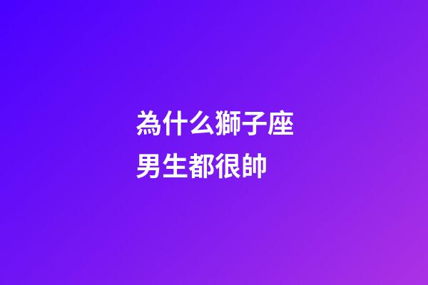 為什么獅子座男生都很帥-第1張-星座運(yùn)勢-玄機(jī)派