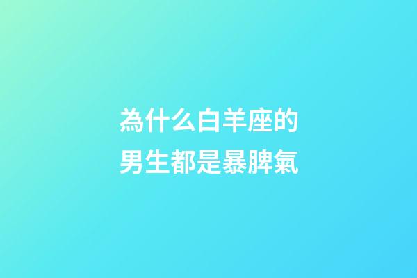 為什么白羊座的男生都是暴脾氣-第1張-星座運勢-玄機派