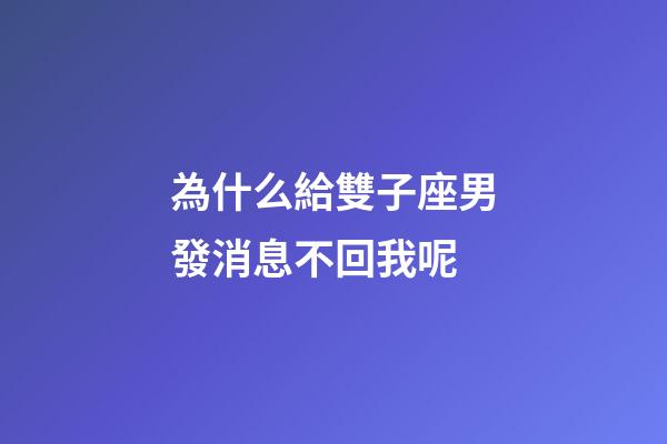 為什么給雙子座男發消息不回我呢-第1張-星座運勢-玄機派