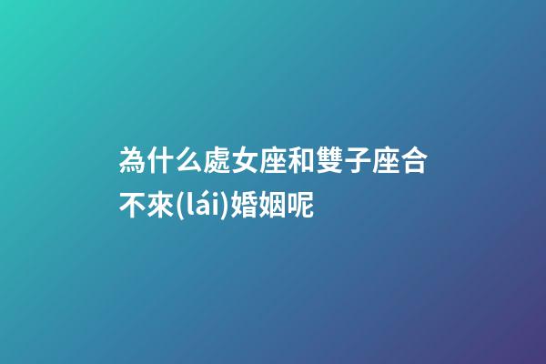 為什么處女座和雙子座合不來(lái)婚姻呢-第1張-星座運(yùn)勢(shì)-玄機(jī)派