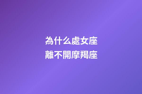 為什么處女座離不開摩羯座-第1張-星座運勢-玄機派