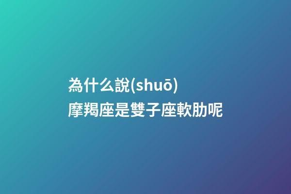 為什么說(shuō)摩羯座是雙子座軟肋呢-第1張-星座運(yùn)勢(shì)-玄機(jī)派