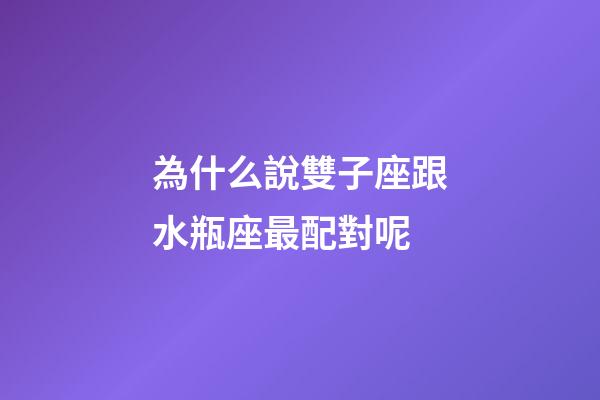 為什么說雙子座跟水瓶座最配對呢-第1張-星座運勢-玄機派