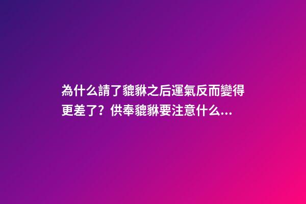 為什么請了貔貅之后運氣反而變得更差了？供奉貔貅要注意什么？