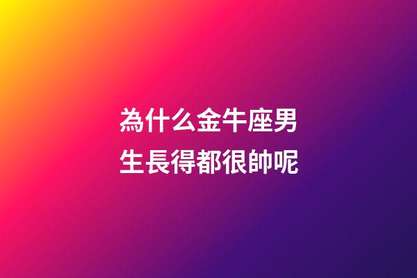 為什么金牛座男生長得都很帥呢-第1張-星座運(yùn)勢-玄機(jī)派