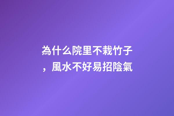 為什么院里不栽竹子，風水不好易招陰氣