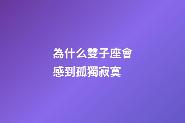 為什么雙子座會感到孤獨寂寞-第1張-星座運勢-玄機派