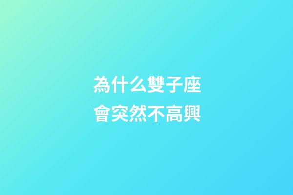 為什么雙子座會突然不高興-第1張-星座運勢-玄機派