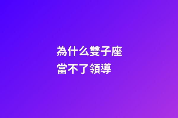為什么雙子座當不了領導-第1張-星座運勢-玄機派