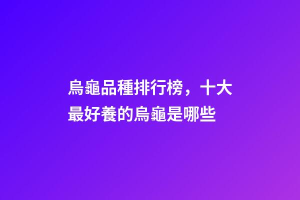 烏龜品種排行榜，十大最好養的烏龜是哪些-第1張-觀點-玄機派