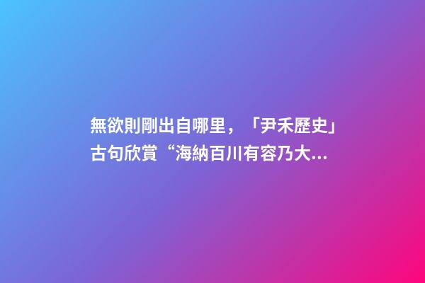 無欲則剛出自哪里，「尹禾歷史」古句欣賞“海納百川有容乃大”是一種什么樣的包容-第1張-觀點-玄機派