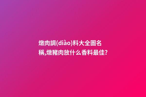 燉肉調(diào)料大全圖名稱,燉豬肉放什么香料最佳？