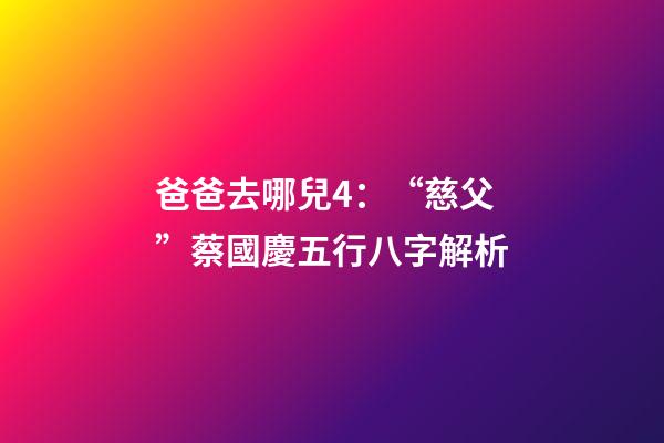 爸爸去哪兒4：“慈父”蔡國慶五行八字解析