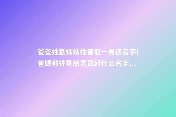 爸爸姓劉媽媽姓曾取一男孩名字(爸媽都姓劉給男寶起什么名字呢)