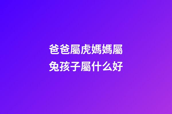 爸爸屬虎媽媽屬兔孩子屬什么好