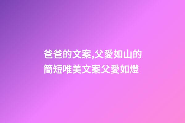 爸爸的文案,父愛如山的簡短唯美文案父愛如燈-第1張-觀點-玄機派