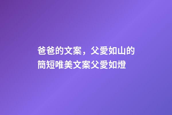 爸爸的文案，父愛如山的簡短唯美文案父愛如燈-第1張-觀點-玄機派