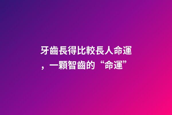 牙齒長得比較長人命運，一顆智齒的“命運”-第1張-觀點-玄機派