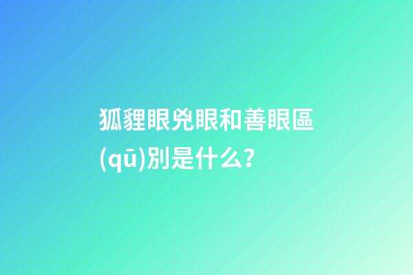 狐貍眼兇眼和善眼區(qū)別是什么？