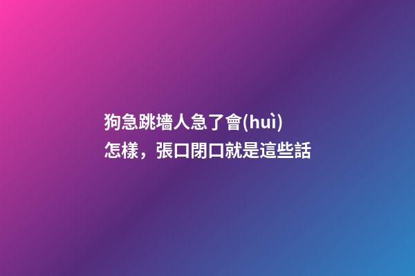 狗急跳墻人急了會(huì)怎樣，張口閉口就是這些話-第1張-觀點(diǎn)-玄機(jī)派