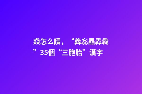 猋怎么讀，“羴惢畾掱毳”35個“三胞胎”漢字